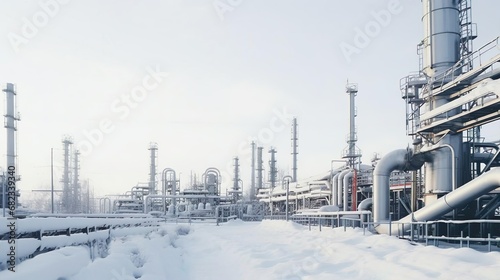 Snow-covered gas pipes