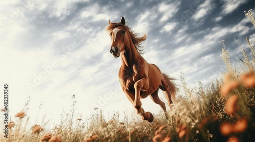 A horse galloping through