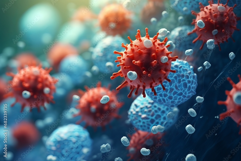 Bacteria's Attacking at Infection, Close up of 3D Microscopic Bacteria's Bacteria's Attacking at Infection, Close up of 3D Microscopic Bacteria's