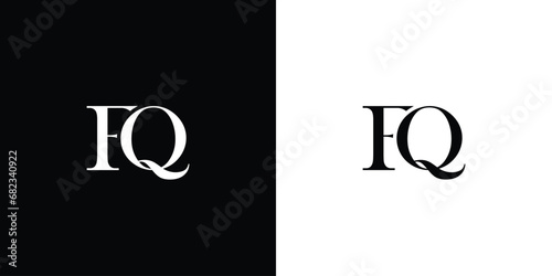 Abstract Initial Letter FQ Logo Design Monogram Creative Modern Sign Symbol Icon in black and white color