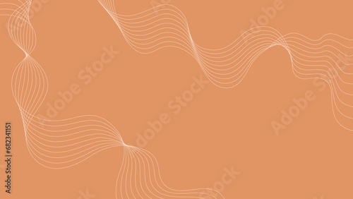 Minimalist Abstract Vector Background with White Lines. Wave Pattern on Warm Apricot Crush Backdrop