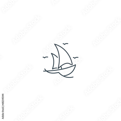 Sailing Boat line art Logo Design