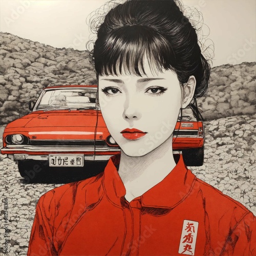portrait of a woman wearing red shirt