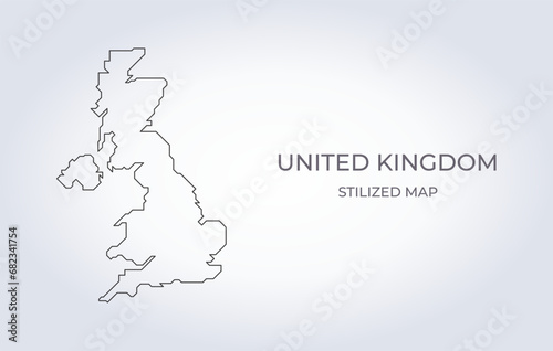 Map of United Kingdom in a stylized minimalist style. Simple illustration of the country map.