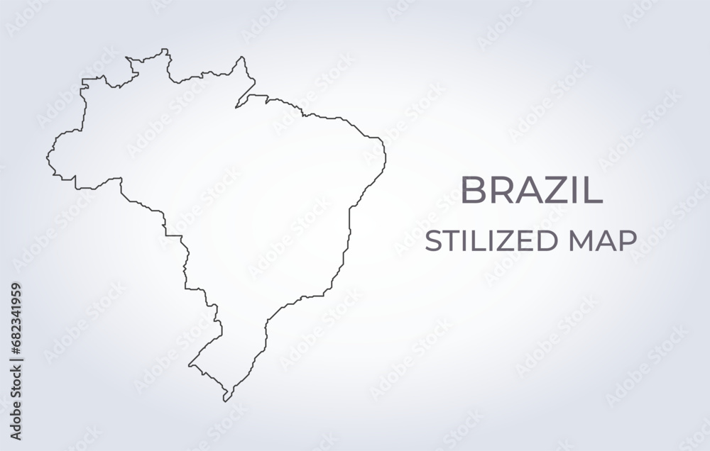 Map of Brazil in a stylized minimalist style. Simple illustration of the country map.