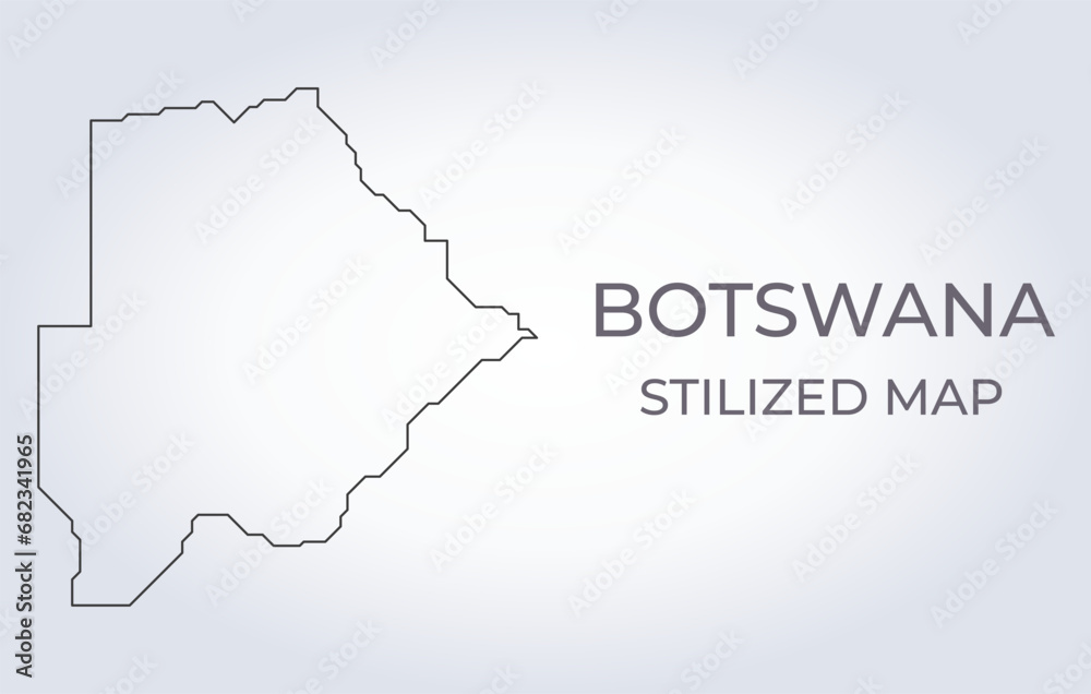 Map of Botswana in a stylized minimalist style. Simple illustration of the country map.