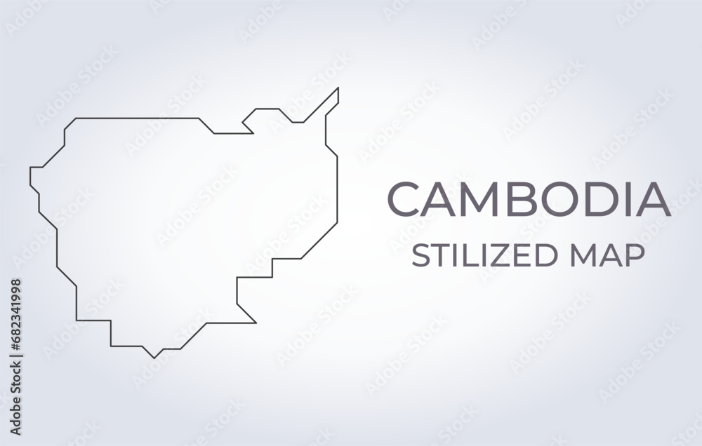 Map of Cambodia in a stylized minimalist style. Simple illustration of the country map.