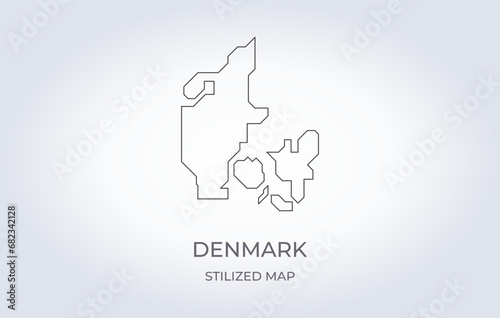 Map of Denmark in a stylized minimalist style. Simple illustration of the country map.