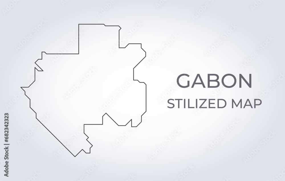 Map of Gabon in a stylized minimalist style. Simple illustration of the country map.