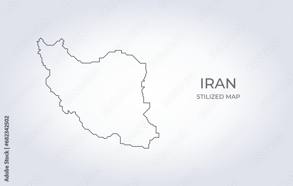 Map of Iran in a stylized minimalist style. Simple illustration of the country map.