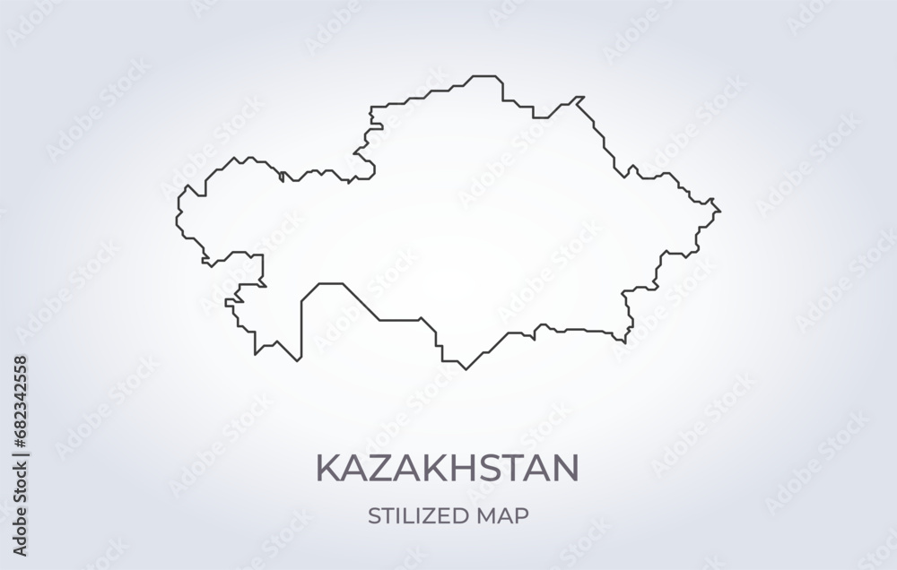 Map of Kazakhstan in a stylized minimalist style. Simple illustration of the country map.