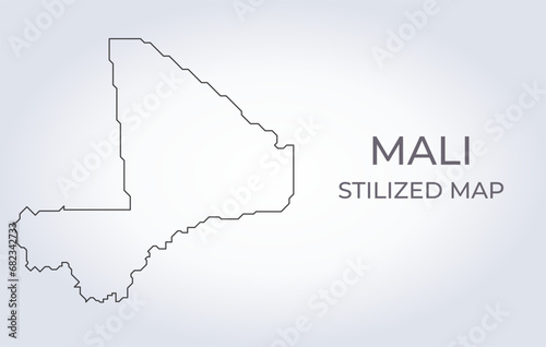 Map of Mali in a stylized minimalist style. Simple illustration of the country map.
