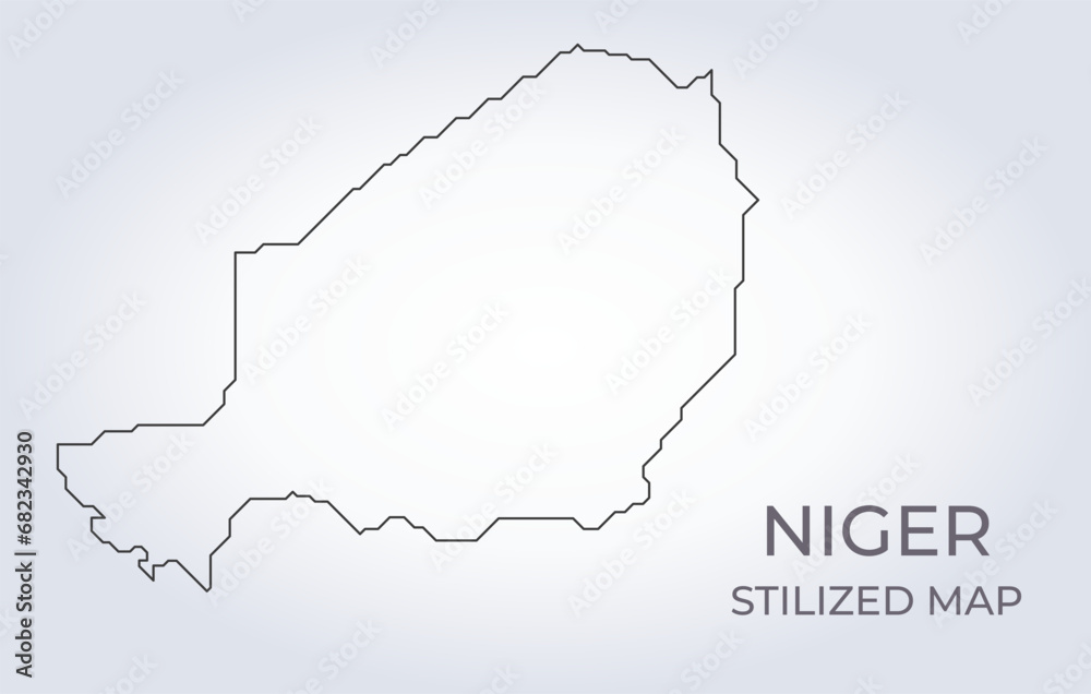 Map of Niger in a stylized minimalist style. Simple illustration of the country map.