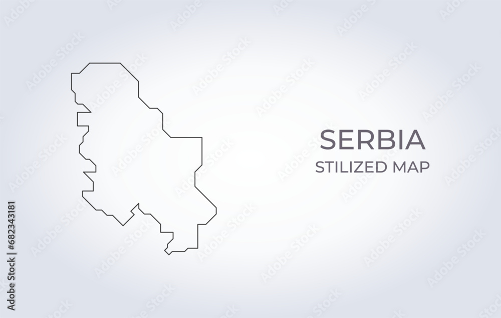 Map of Serbia in a stylized minimalist style. Simple illustration of the country map.