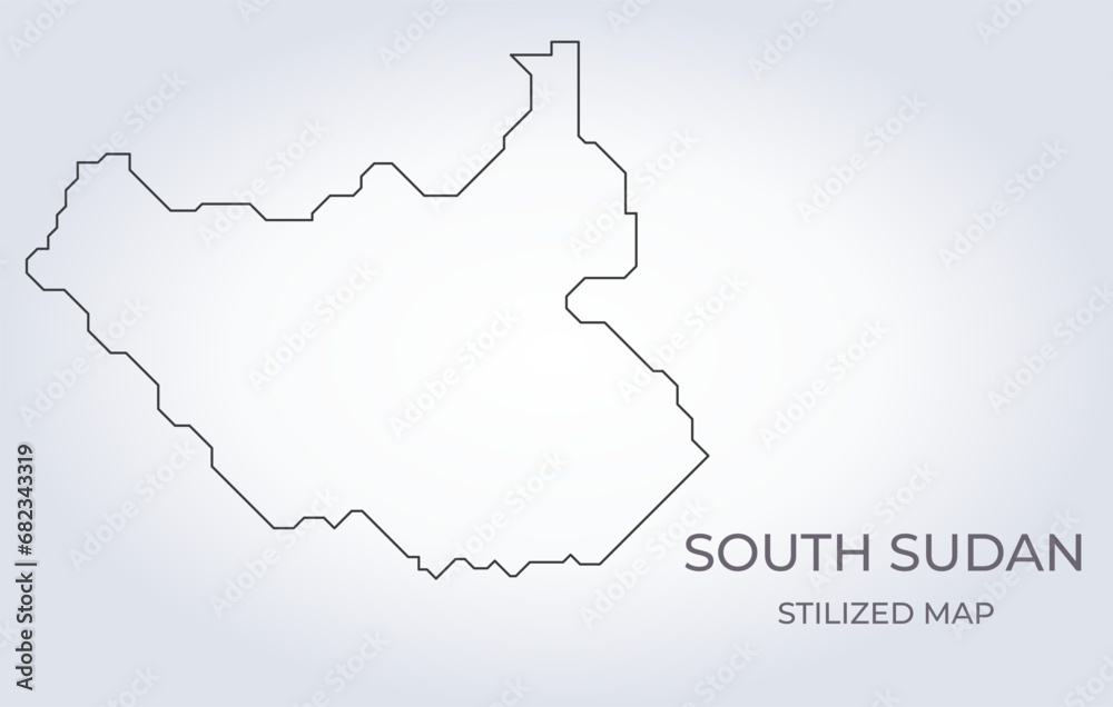 Map of South Sudan in a stylized minimalist style. Simple illustration of the country map.