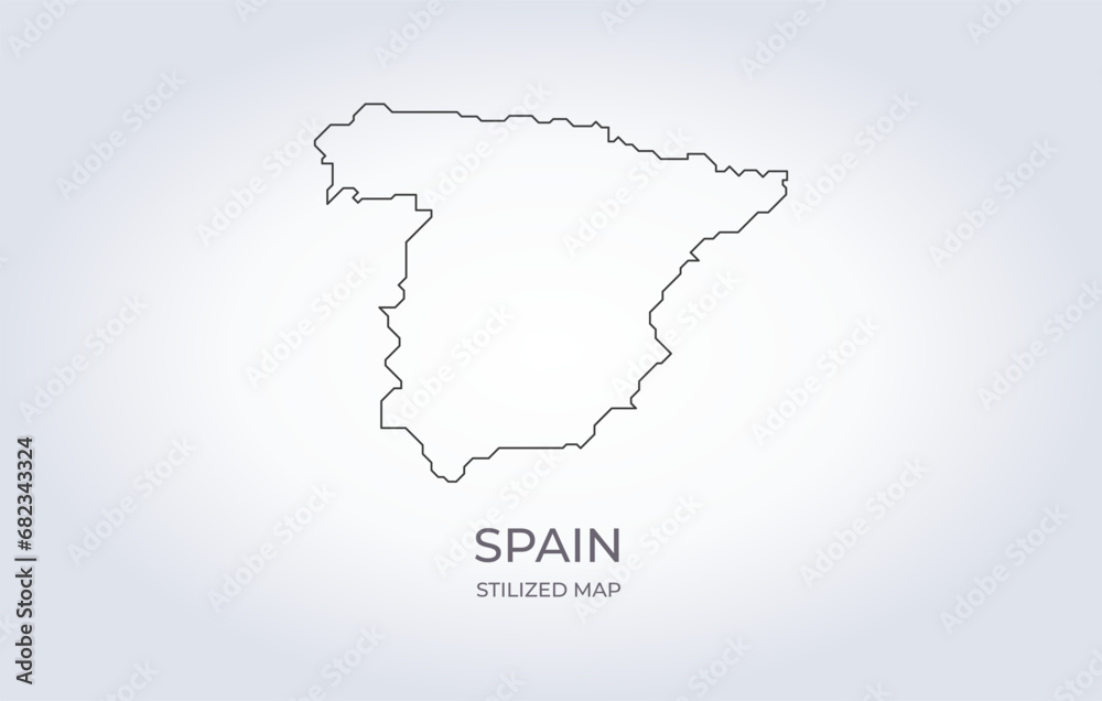 Map of Spain in a stylized minimalist style. Simple illustration of the country map.
