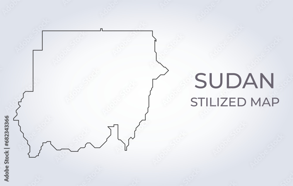 Map of Sudan in a stylized minimalist style. Simple illustration of the country map.