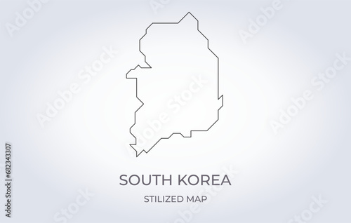Map of South Korea in a stylized minimalist style. Simple illustration of the country map.