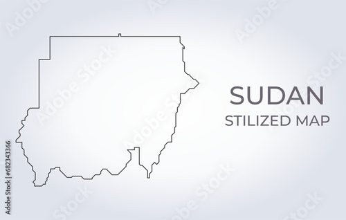 Map of Sudan in a stylized minimalist style. Simple illustration of the country map.