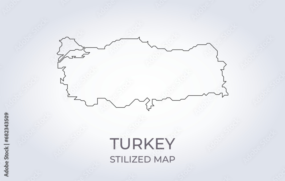 Map of Turkey in a stylized minimalist style. Simple illustration of the country map. Map of Turkey in a stylized minimalist style. Simple illustration of the country map.