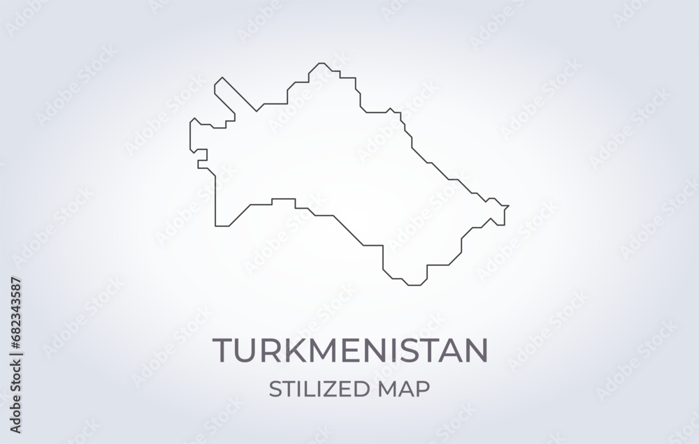 Map of Turkmenistan in a stylized minimalist style. Simple illustration of the country map.