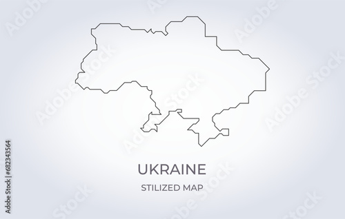 Map of Ukraine in a stylized minimalist style. Simple illustration of the country map.