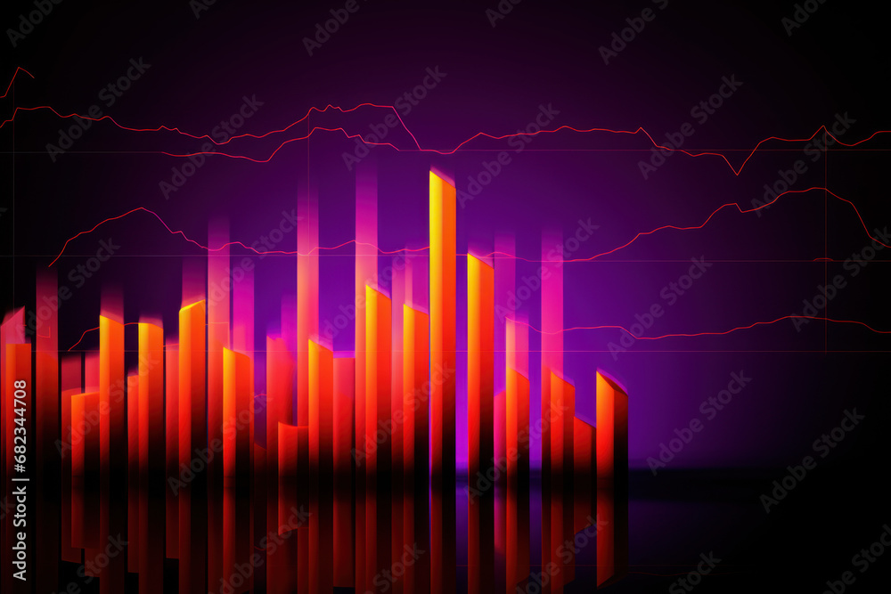 graphique de marché boursier, schéma de chandelier avec courbe de tendance pour le trading financier graphique de marché boursier, schéma de chandelier avec courbe de tendance pour le trading financier