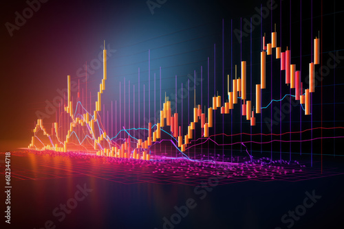 graphique de marché boursier, schéma de chandelier avec courbe de tendance pour le trading financier