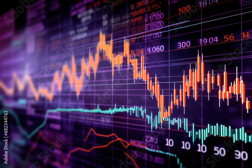 graphique de marché boursier, schéma de chandelier avec courbe de tendance pour le trading financier