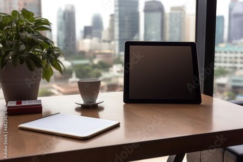 laptop and cup on a table