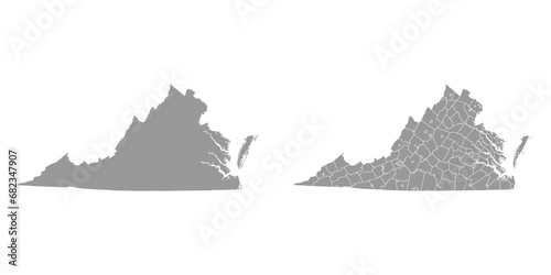 Virginia state gray maps. Vector illustration.