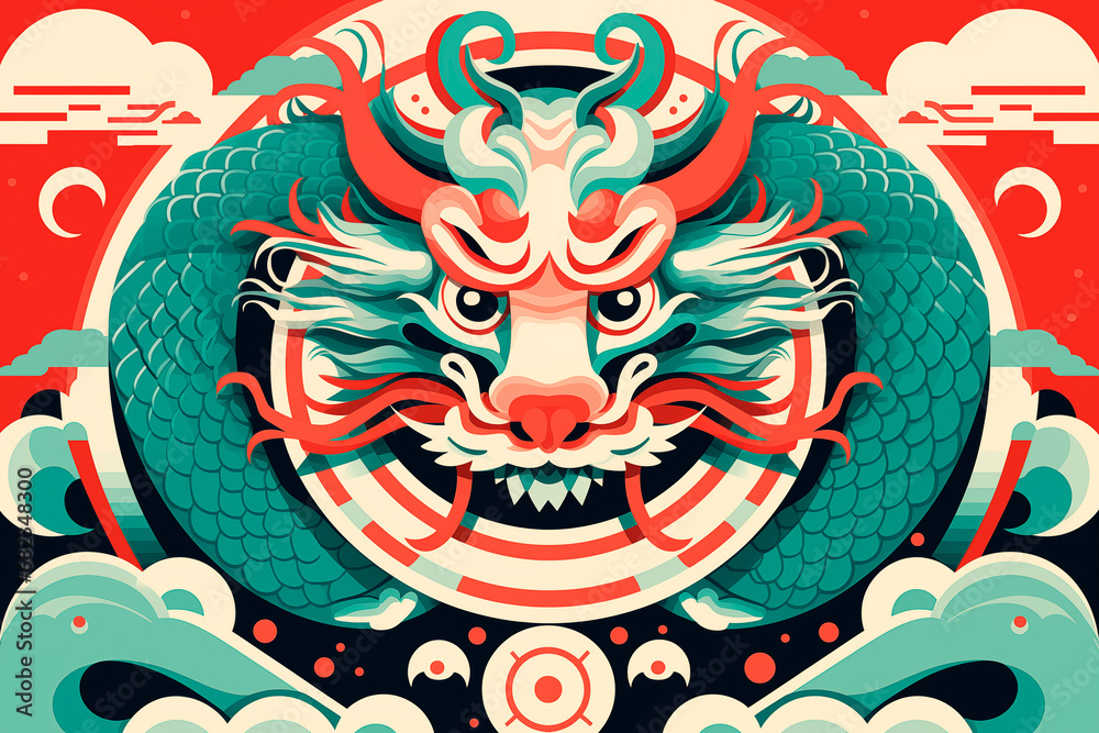 Chinese dragon design. 2024 Year of the dragon chinese celebration. 