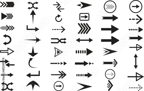 Arrow icon big sets collection of black ,green and stroke line vector illustration. photo
