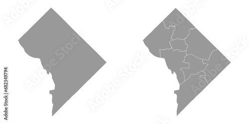 Washington DC state gray maps. Vector illustration. photo