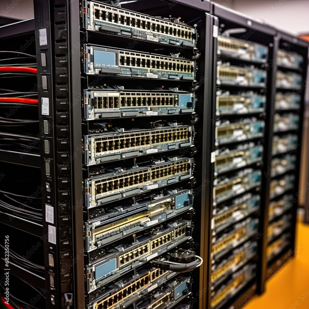 Closeup server room data center for cloud computing Closeup server room data center for cloud computing