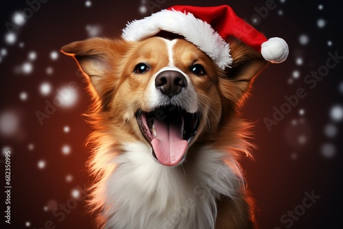 Christmas festivities with a lovable dog celebrating with festive decorations and holiday joy
