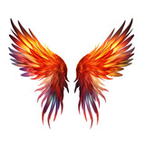 Pair of multi color glowing Phoenix wings