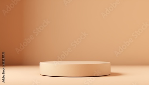 Beauty product podium on beige background. Cosmetic Product showcase mockup template, studio shot