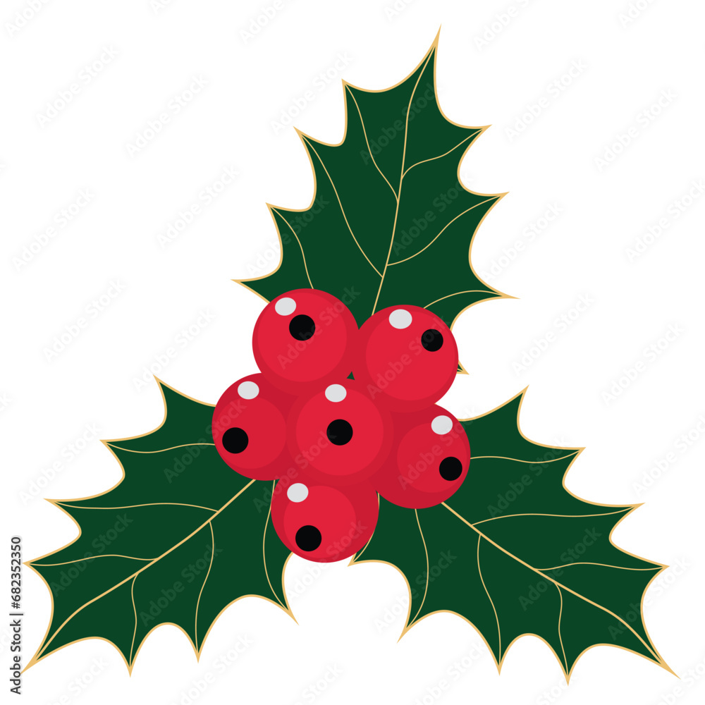 Christmas berries with three leaves vector illustration design on white background. Christmas berries with three leaves vector illustration design on white background.