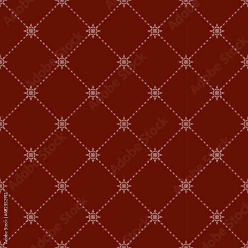 Diagonal cross-grid pattern, repeat and seamless, geometric and floral element for textile, tile, wallpaper or wrapping