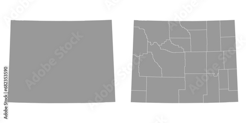 Wyoming state gray maps. Vector illustration. photo