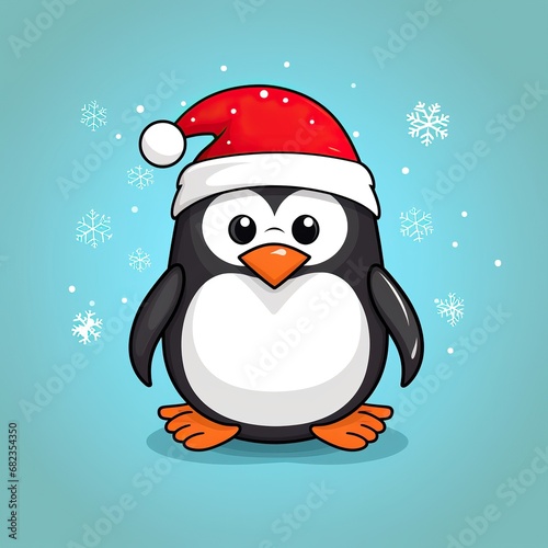 Cute Penguin with Santa Hat Graphic