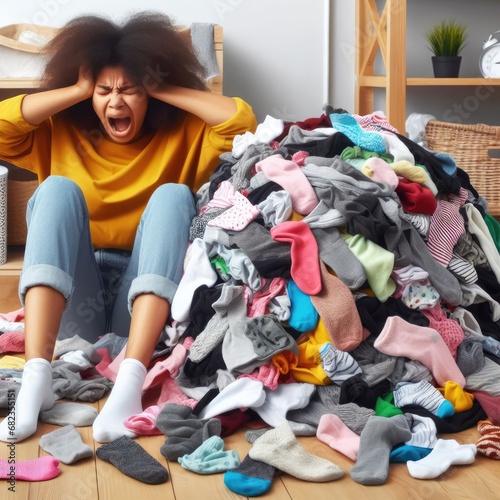 Mom with a Huge Pile of Socks