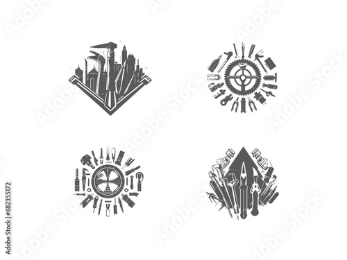 Construction set logo design premium vector, vector and illustration,