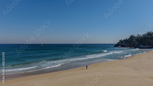 Beach scene with high waves on a windy day © Sepe44