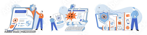 Industrial cyber security. Vector illustration. The ever-present threat cyber attacks necessitates proactive security measures Firewalls act as first line defense against unauthorized access