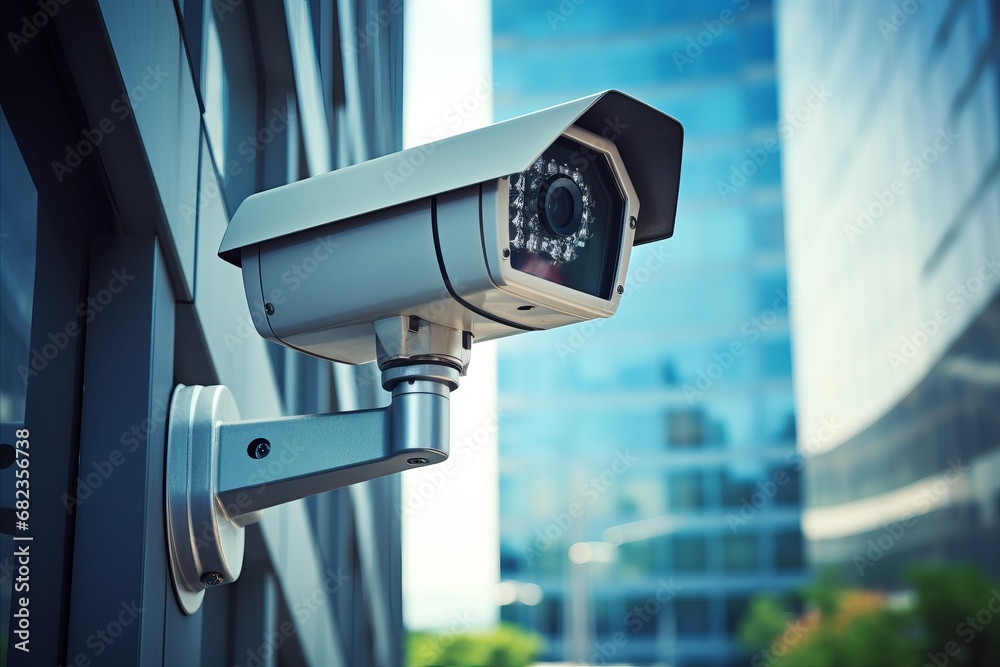 Close-Up Security Camera Surveilling Busy Urban Environment for Enhanced Safety Measures Close-Up Security Camera Surveilling Busy Urban Environment for Enhanced Safety Measures