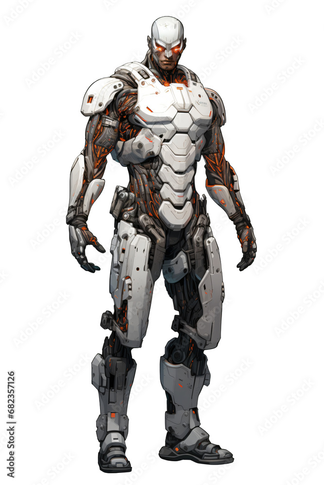 Combat robot isolated on transparent background