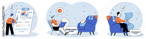 Unemployment. Vector illustration. The depressed state economy has led to surge in unemployment rates Career failure can lead to sense hopelessness and despair The unemployment concept encompasses