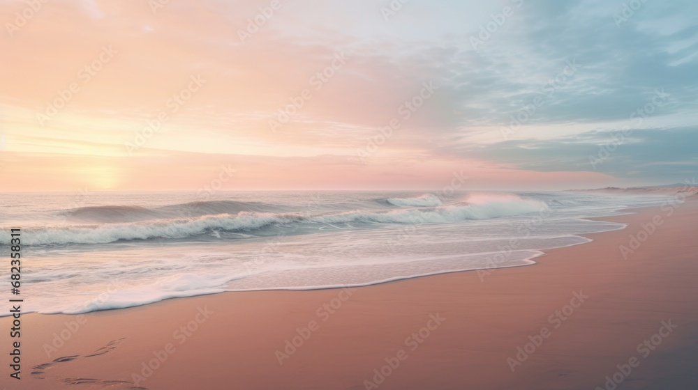 A tranquil empty beach at dawn  AI generated illustration